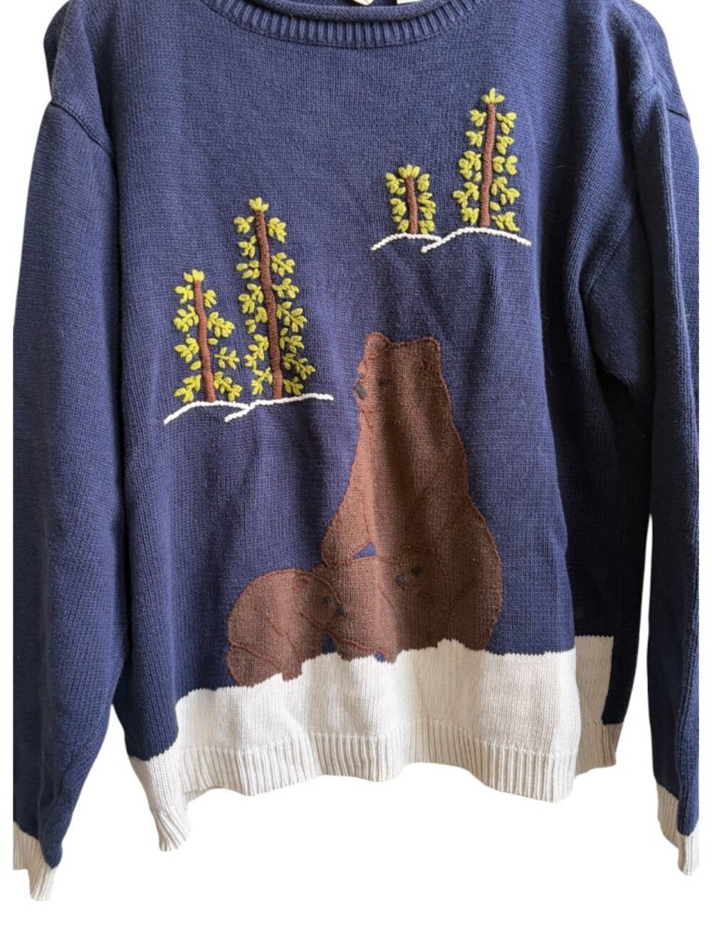 Vintage National Wildlife Federation Bear Pullover Sweater Granny Size Large - Picture 5 of 5